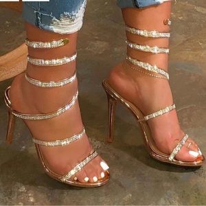 Wrap around ankle heels